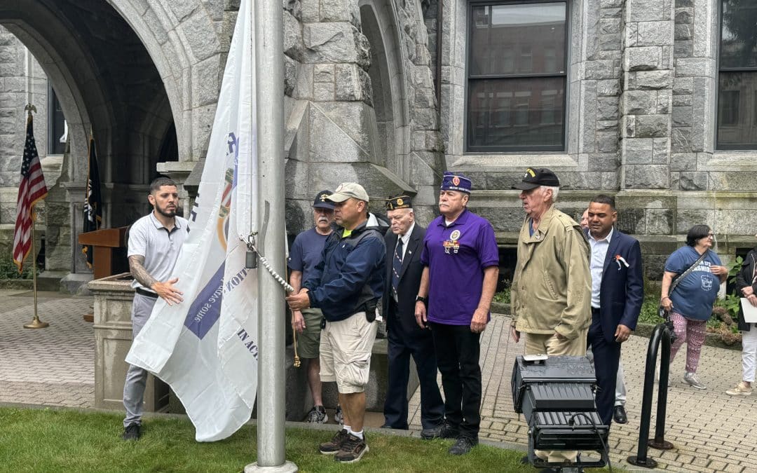 Holyoke celebrates Purple Heart Day with flag raising